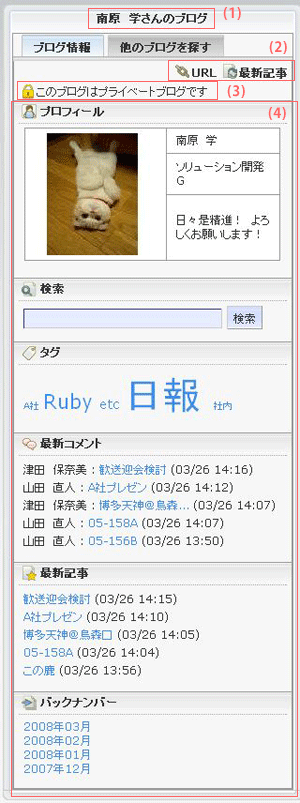 ブログ閲覧画面 ブログ情報タブ