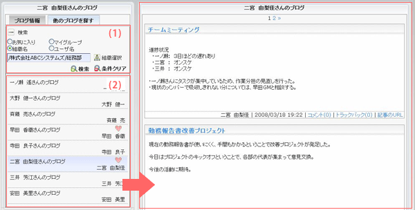 ブログ閲覧画面 他のブログを探すタブ