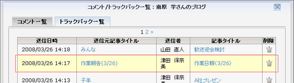 トラックバック一覧ハイライト