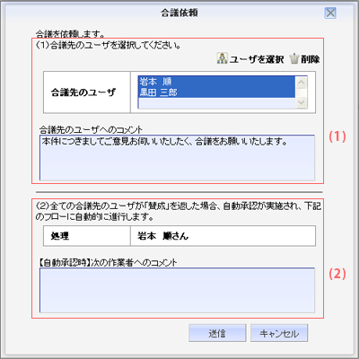 合議依頼ウィンドウ