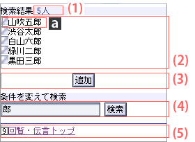 宛先指定：ユーザ選択画面