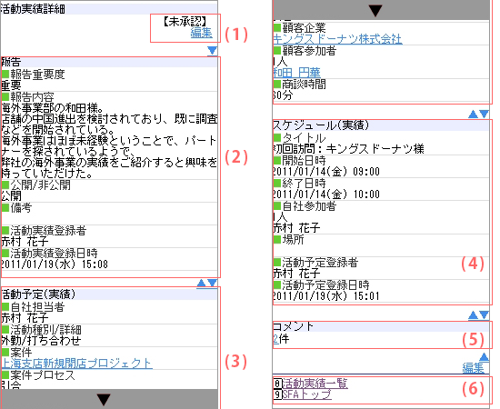 活動実績詳細画面