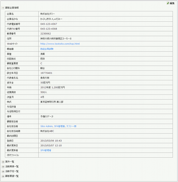 顧客企業情報