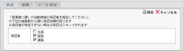 SFA　承認設定画面