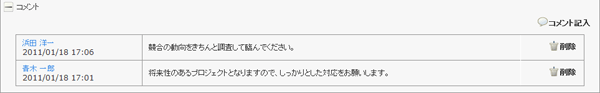 活動実績詳細画面(コメント削除あり)